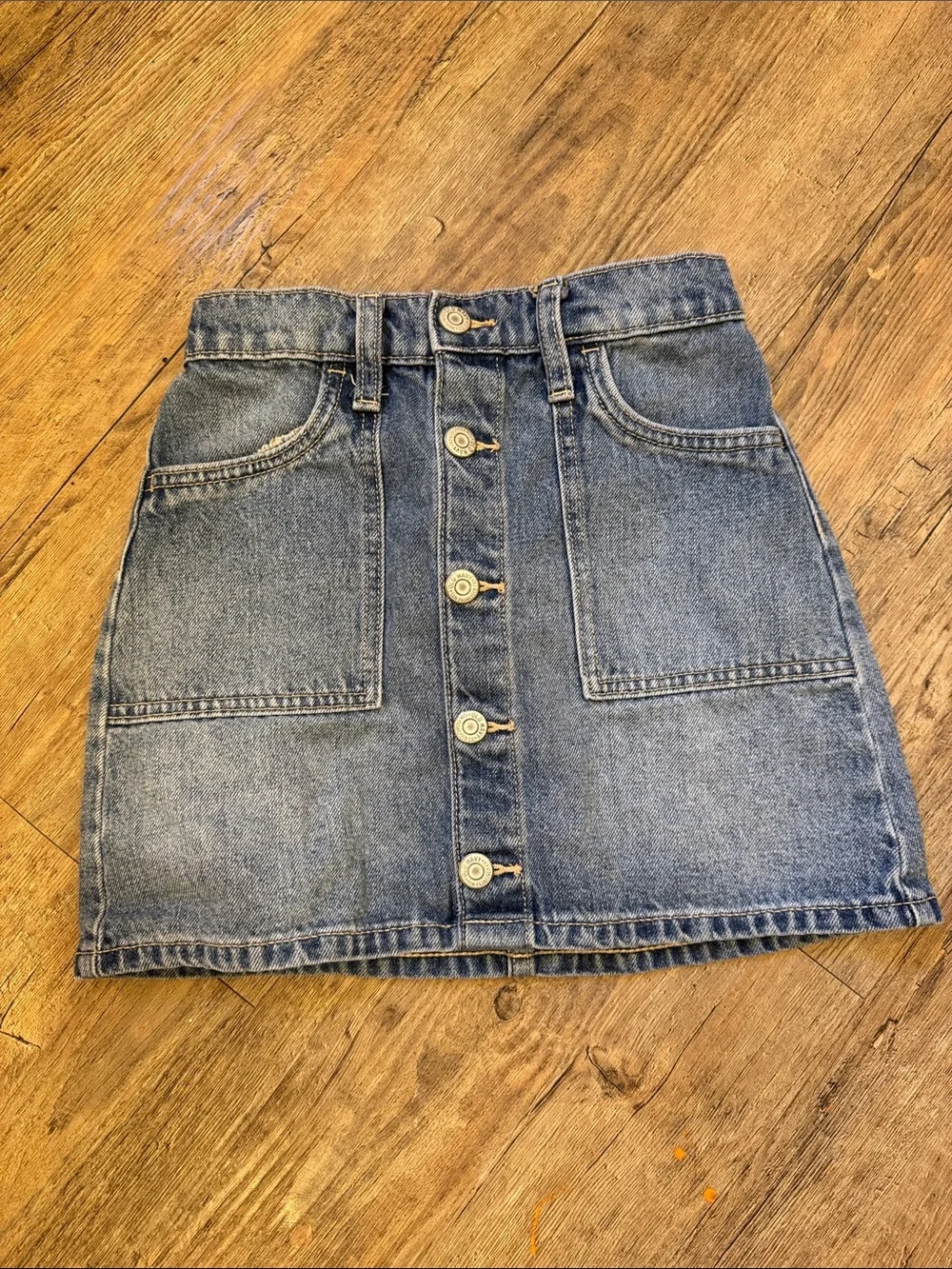 Old Navy Denim Button-Front Girls' Pocket Skirt - Light Blue